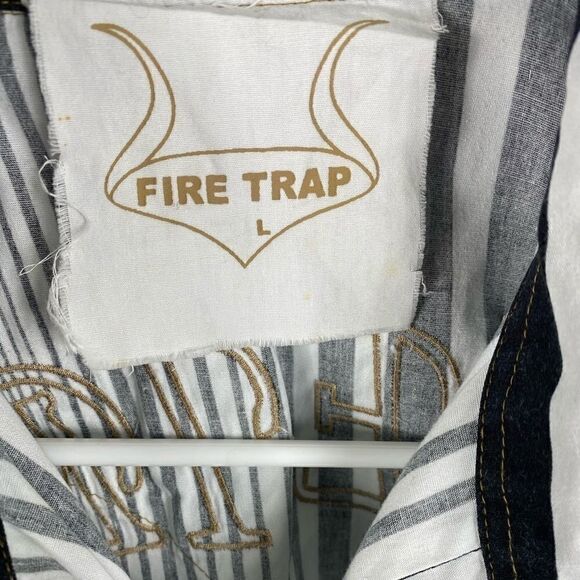 Fire Trap Long Sleeve Embroidered Shirt. Large - Picture 3 of 5